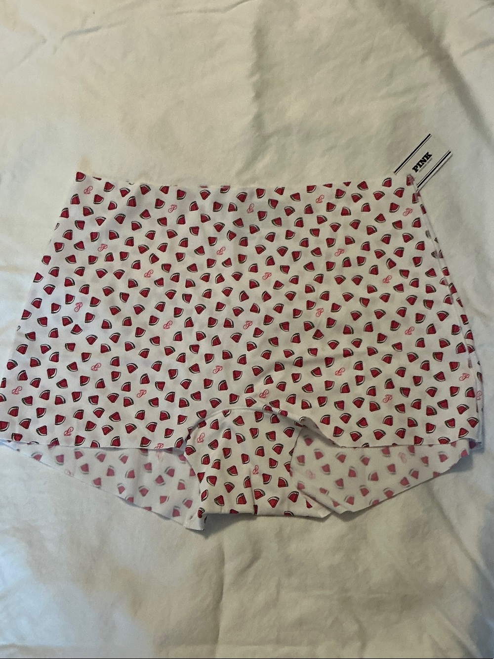 PINK Victoria's Secret White Sleep Shorts with Red Watermelon Print